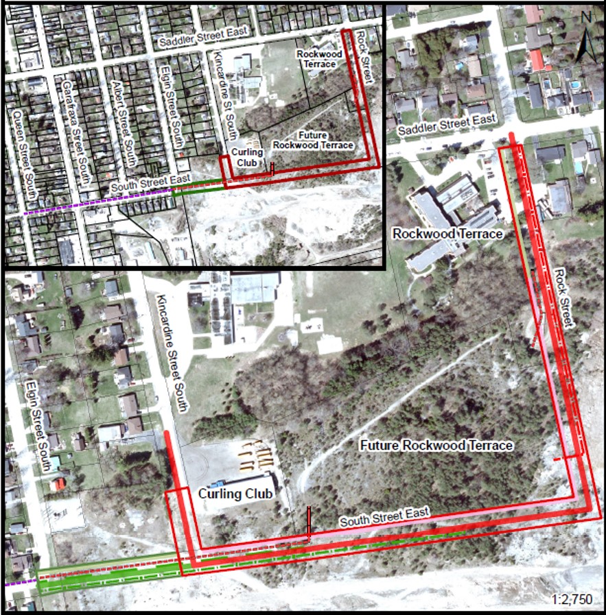 Aerial Image showing the rockwood terrace project area