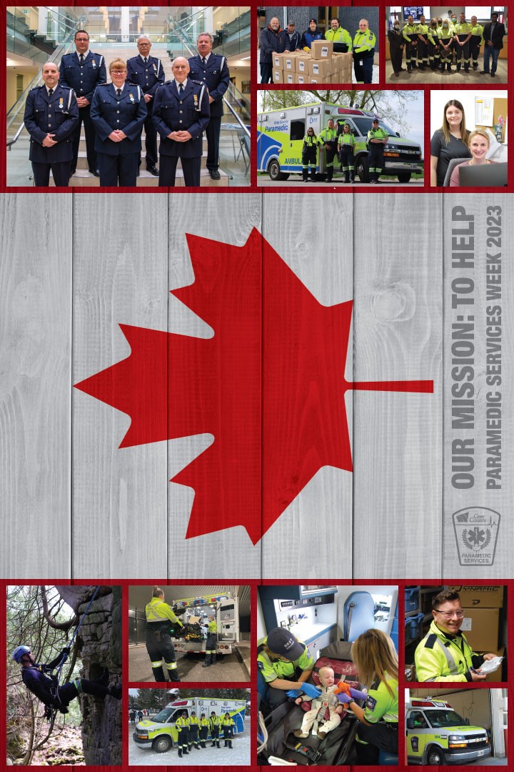 Paramedic Services Week 2023 Poster showing county paramedics in action.