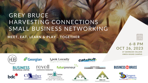 Grey Bruce Harvesting Connections Networking event with multiple organizer logos